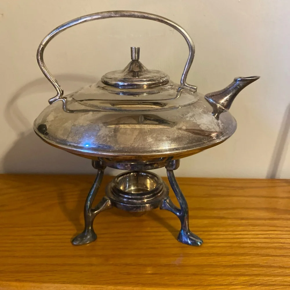 Restoration Hardware Silver Plated Tea Kettle With Warmer